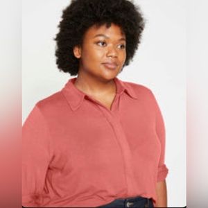 Universal Standard Liquid Jersey Knit Elbe Shirt Red/Terracotta 18-20 plus size